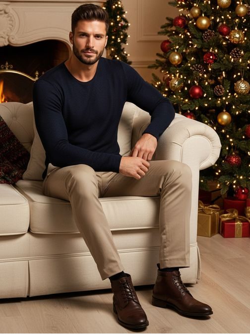 Stílusos férfi pulóver kék színben