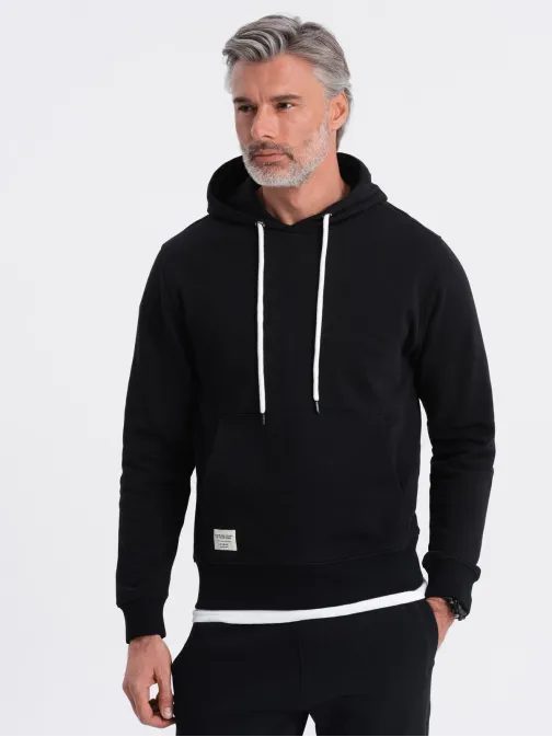 időtlen fekete kapucnis pulóver V5 SSBN-0177