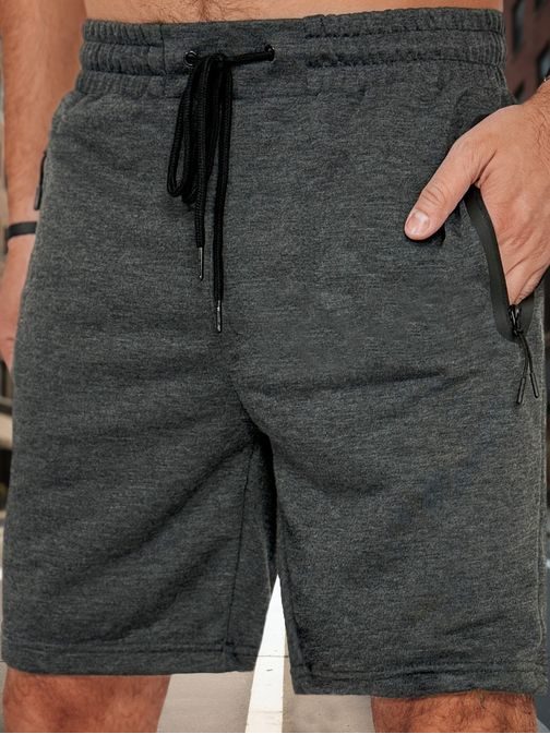 Férfi grafit rövidnadrág cipzáras zsebekkel