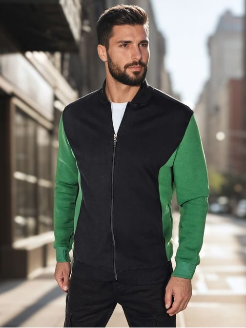 Kéttónusú férfi fekete-zöld pulóver