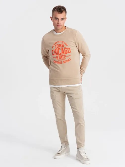 Homoszínű pulóver felirattal  V1 SSPS-0154