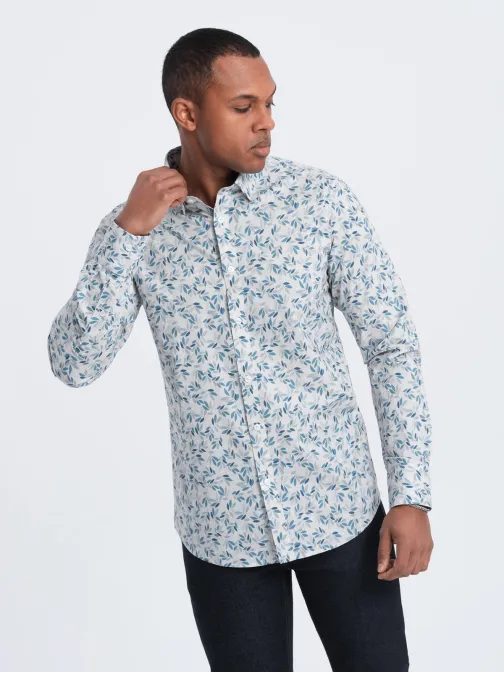 Szükrés kék virág mintás ing V2 SHPS-0163