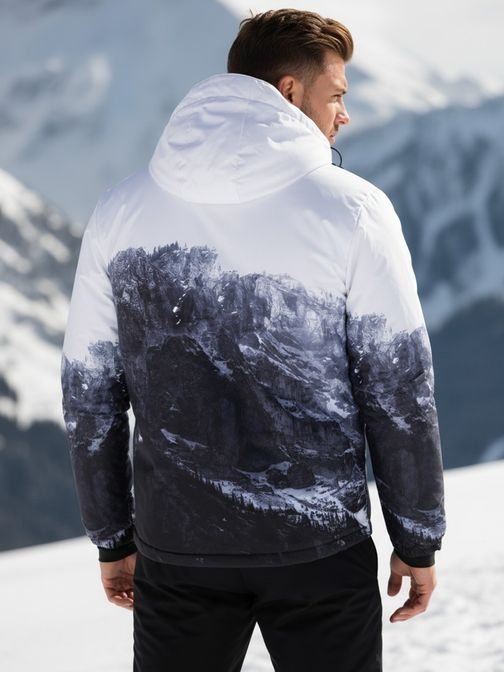 Egyedi fehér és kék nyomtatott téli kabát