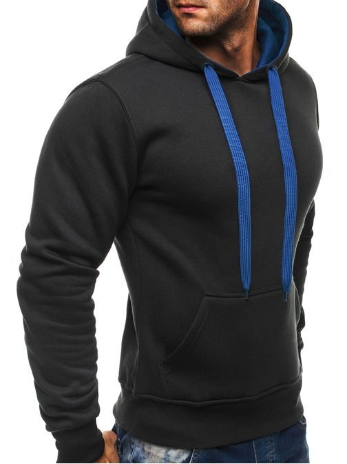 Fekete pulóver kék elemekkel J.STYLE 2075