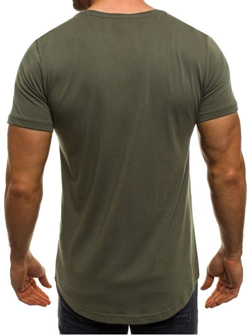 Khaki zöld póló keresztrejtvény mintával  BREEZY 516