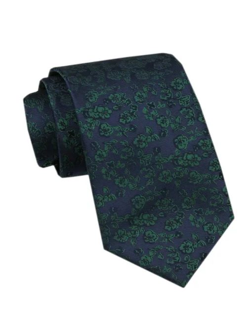 Sötétkék férfi nyakkendő virágmintával