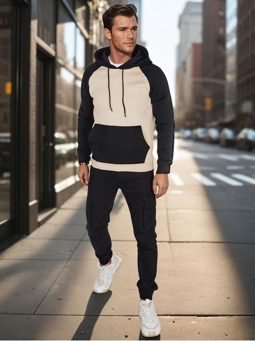 Egyedi bézs kapucnis pulóver