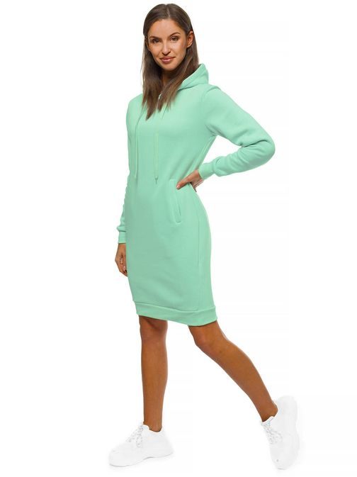 Különleges mentol színű női pulóver kapucnival JS/YS10005/39