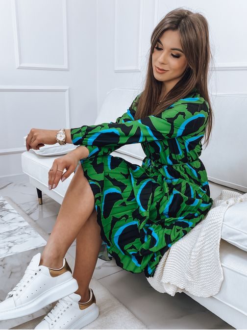 Zöld női ruha érdekes kivitelben kék árnyalattal Egzotic
