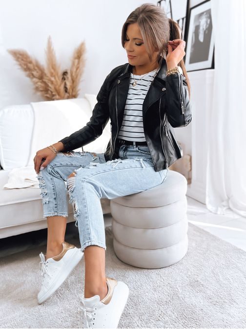 Modern női fekete ökobőrdzseki Eligio