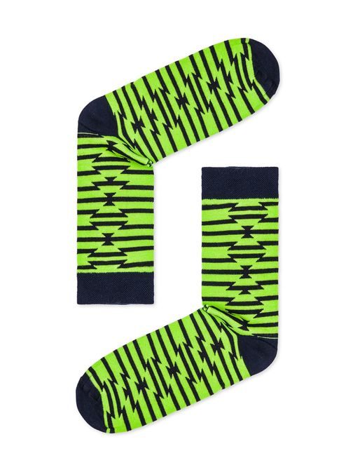 Neon zöld mintás zokni U27