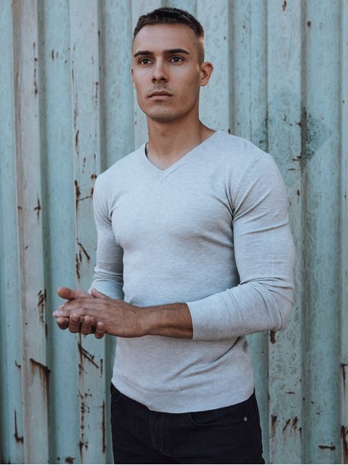 Férfi monokróm pulóver szürke