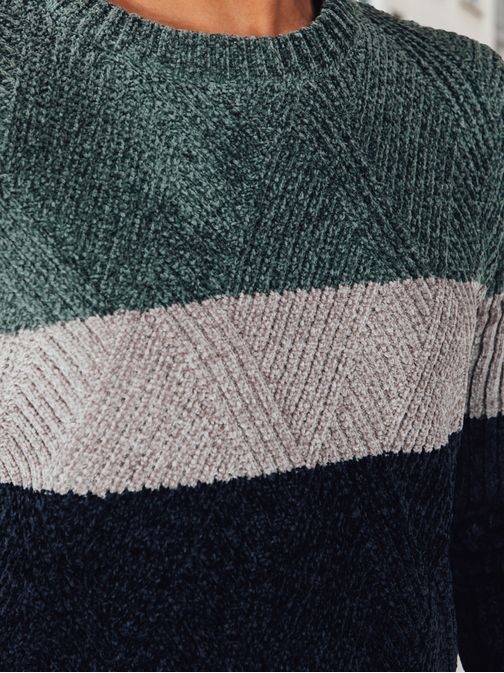 Férfi csíkos háromszínű pulóver