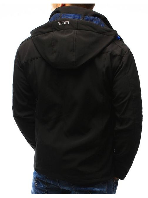 Fekete softshell kabát kék elemekkel