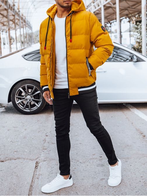 Mustársárga téli steppelt dzseki