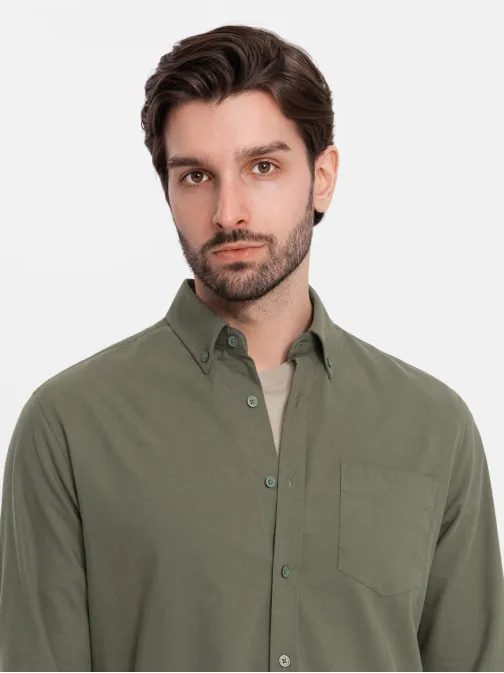 Lezsér khaki színű ing zsebbel  V4 SHOS-0153