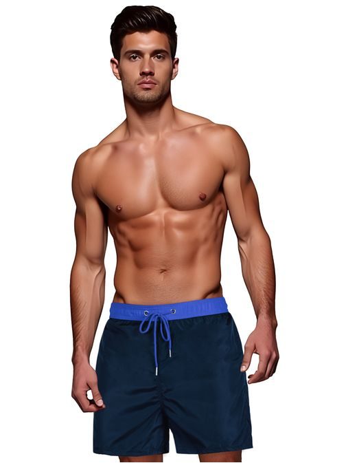 Divatos gránátvörös férfi fürdőruha kék övvel