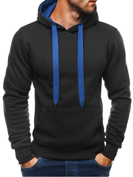 Fekete pulóver kék elemekkel J.STYLE 2075
