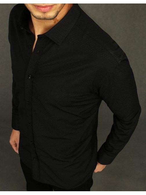 Stílusos fekete ing egyszínű mintával
