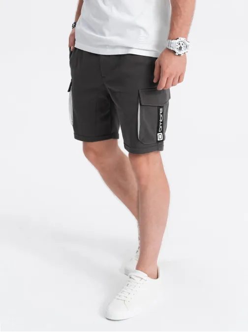 Egyedi grafit szürke bermuda oldalsó zsebekkel  SRSK0106-V2