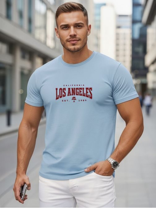 Férfi világoskék póló „Los Angeles” felirattal