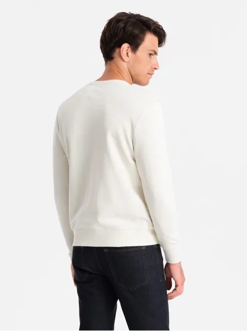 Trendi krém színű pulóver címkével  V2 SSNZ-0136