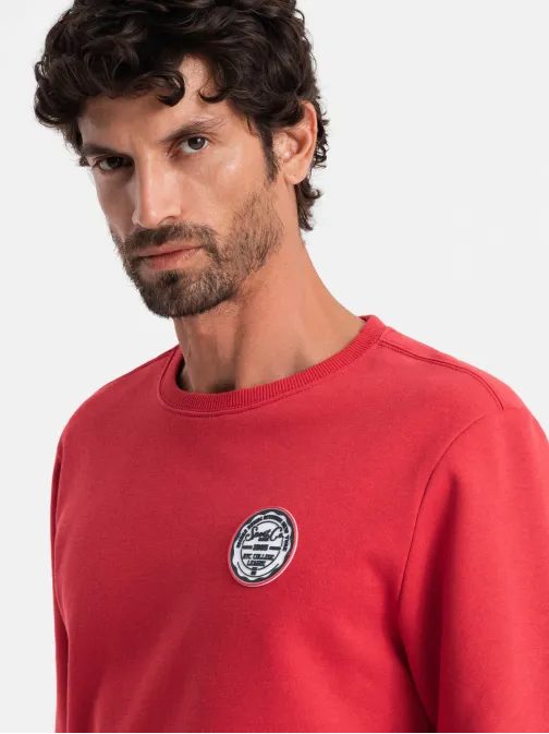 Kényelmes piros pulóver címkével V1 SSNZ-0134