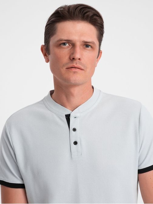 Kényelmes trendi szürke galléros póló  V10 TSCT-0156