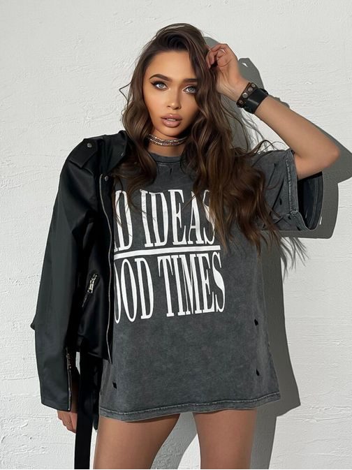 Egyedi női bő grafit szürke póló Hayatous