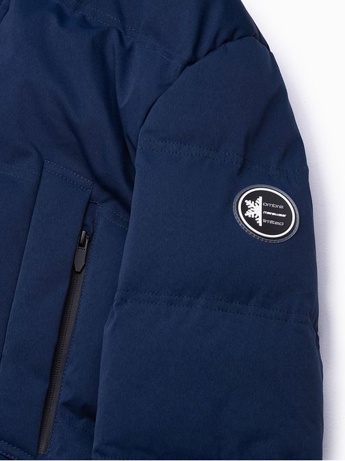 Vonzó sötét kék téli párka kabát V5 C554