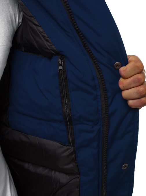 Trendi sötét kék bomber dzseki szőrmével JS/201901