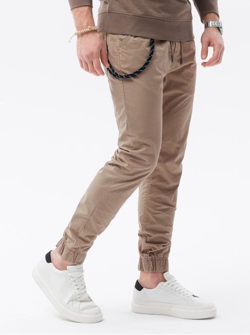 Modern bézs színű jogger nadrág P908