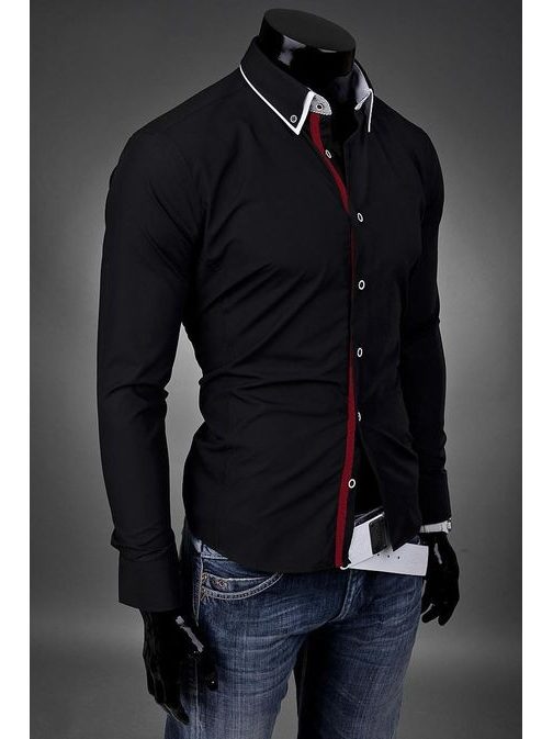 Stílusos fekete ing V28