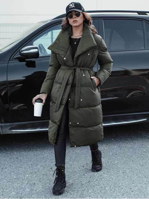 Női zöld steppelt kabát Favi