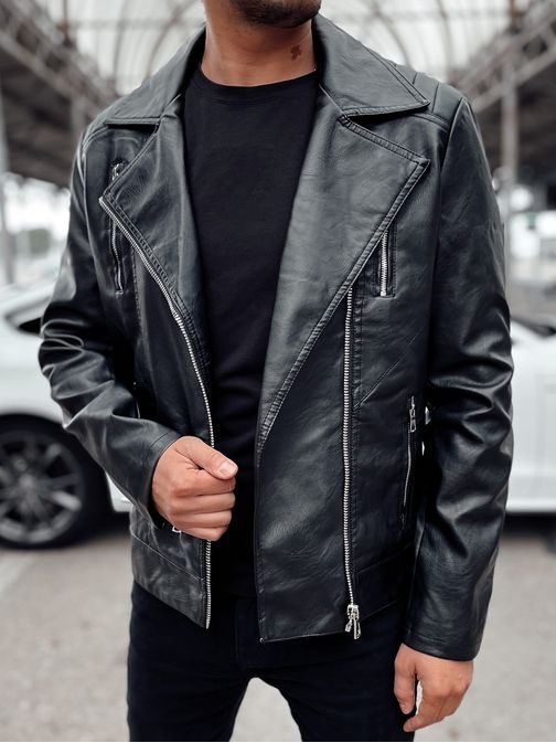Divatos férfi bőrdzseki fekete