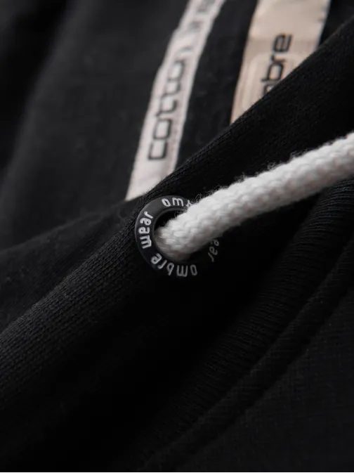 Divatos fekete kapucnis pulóver kapucnival SSBN-0270