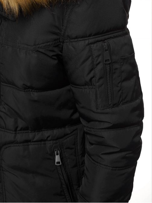 Modern fekete téli párka kabát JD/352Z