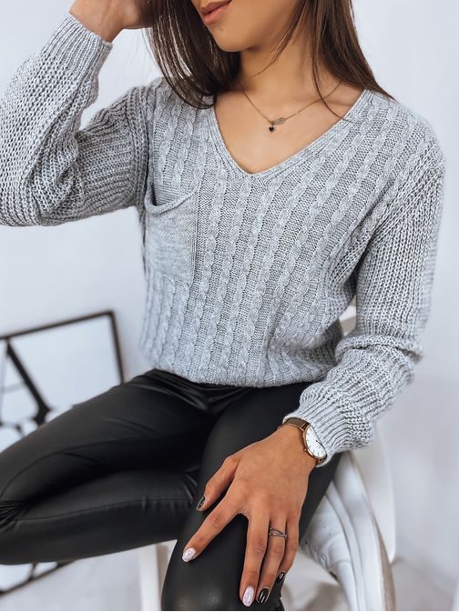 Egyedi világosszürke női pulóver Emi