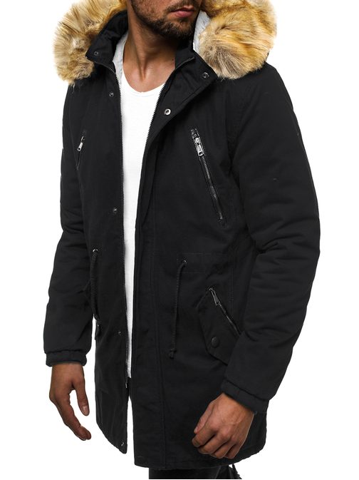 Stílusos fekete téli parka kabát JD/391