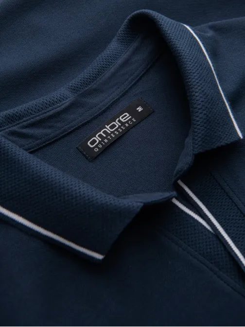 Férfi póló ing gombok nélkül, kék V3 om-poss-0110