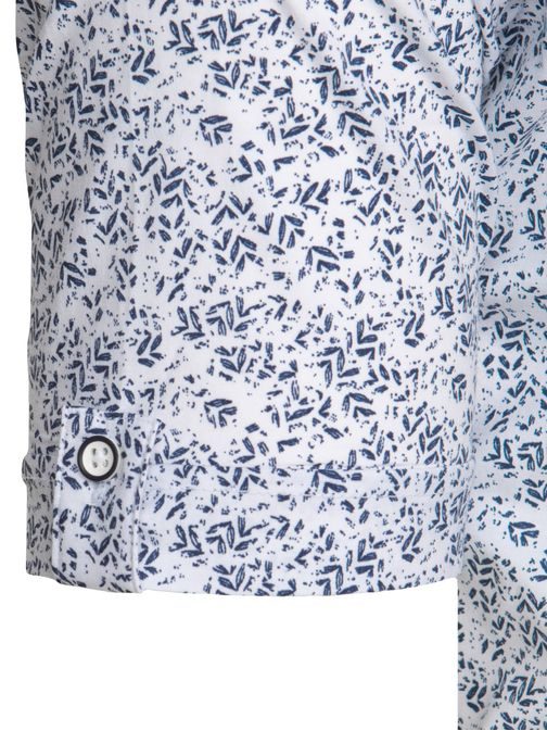 Divatos fehér ing kék mintával és rövid ujjakkal