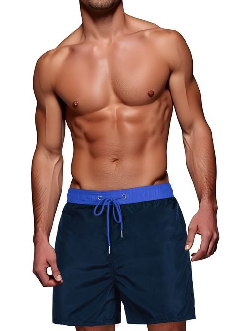 Divatos gránátvörös férfi fürdőruha kék övvel