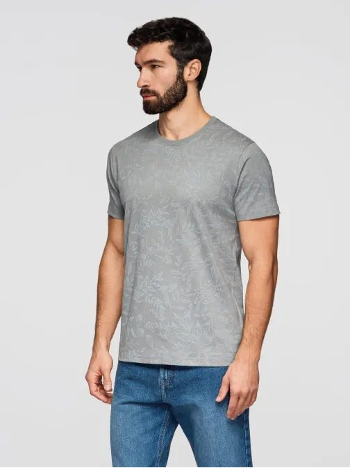 Szürke férfi póló virágmintával V3 TSPT-0262