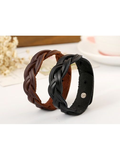 Vastag fekete fonott karkötő