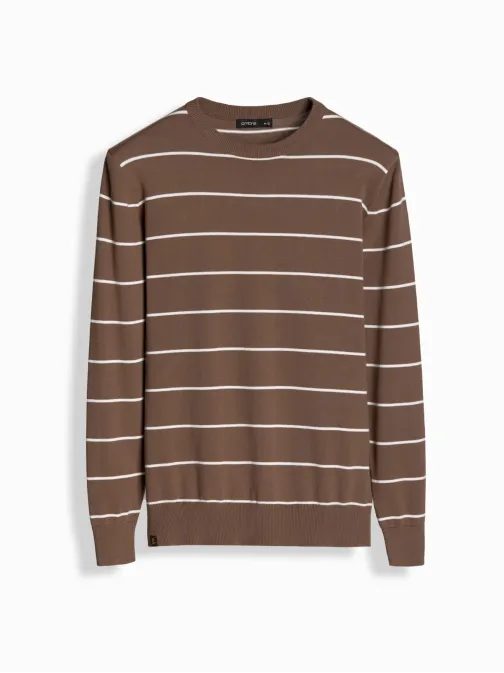 Férfi barna csíkos pulóver V3 SWSW-0143 SWSW-0143