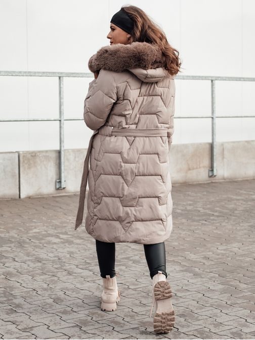 Női bézs téli steppelt kabát Eleness