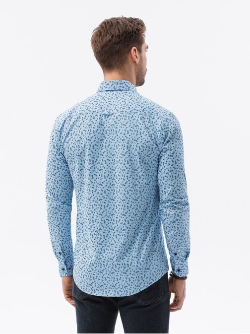 Halvány kék mintás ing K599