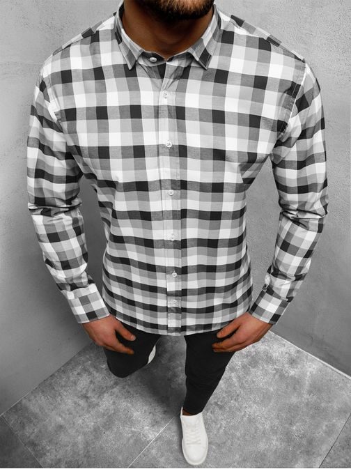 Stílusos fehér fekete mintás ing O/0822