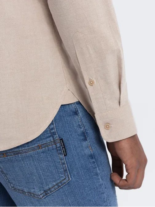 Lezsér bézs színű ing zsebbel  V1 SHOS-0153