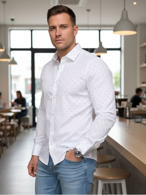 Fehér slim fit férfi ing eredeti mintával